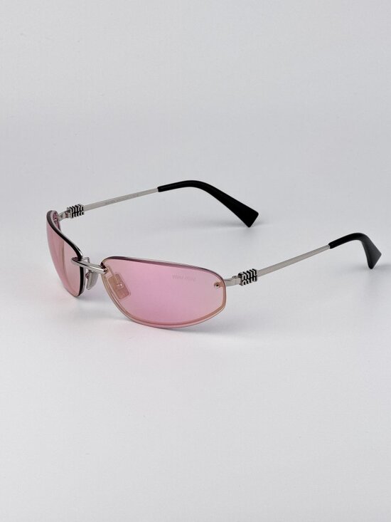 Miu Miu Women’s Sunglasses Silver Pink Wraparound MUA50S 1BC70J New & Authentic main image 14